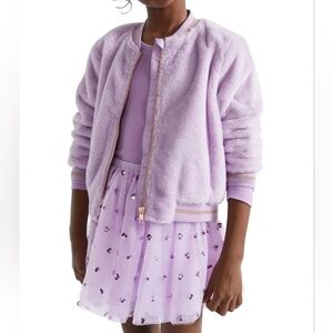 💕 Seed Heritage Faux Fur Bomber Jacket 3T Lavender Purple Orchid Princess Coat